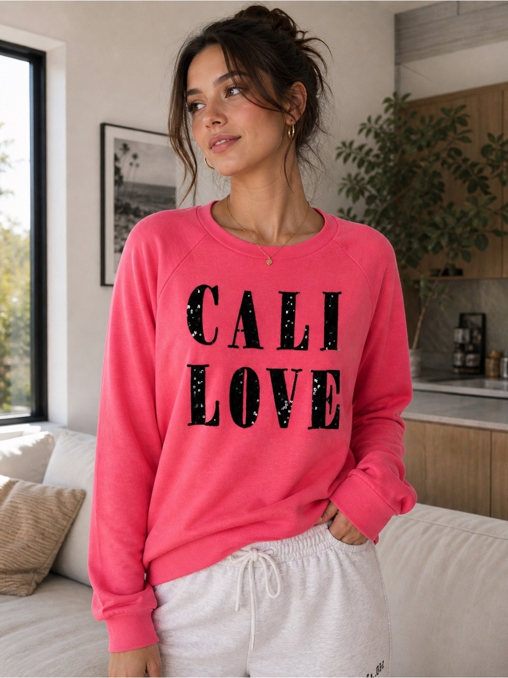 Victorias Secret Pink Cali Love Sweater Coral Top